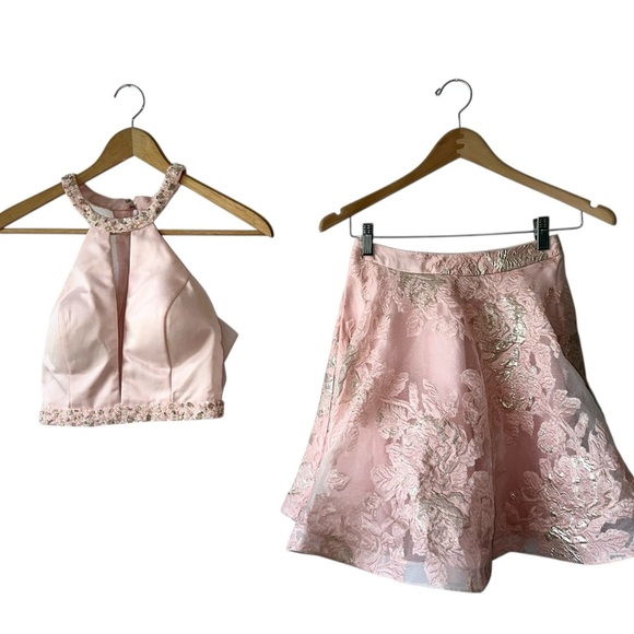 Rachel Allan Perfect Angels Two Piece Prom Homecoming Quinceañera Pink Set - Picture 4 of 16